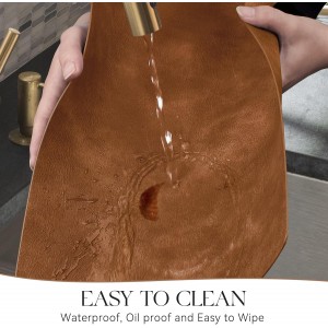 MOSAYT Vinyl Placemats Set of 6-12 X 17 Inch - Faux Leather 100% Waterproof Oil-Proof Wipeable PU Place Mats, Heat Resistant Reversible Table Mats for Kitchen, Dining, Outdoor (Reddish Brown)