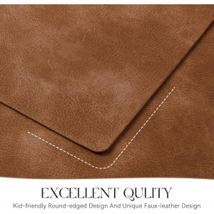 MOSAYT Vinyl Placemats Set of 6-12 X 17 Inch - Faux Leather 100% Waterproof Oil-Proof Wipeable PU Place Mats, Heat Resistant Reversible Table Mats for Kitchen, Dining, Outdoor (Reddish Brown)