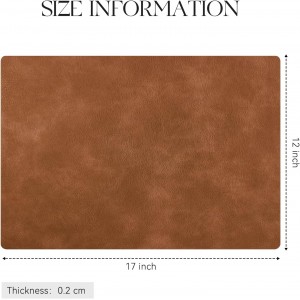 MOSAYT Vinyl Placemats Set of 6-12 X 17 Inch - Faux Leather 100% Waterproof Oil-Proof Wipeable PU Place Mats, Heat Resistant Reversible Table Mats for Kitchen, Dining, Outdoor (Reddish Brown)