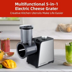 5 In 1 Electric vegetable slicer，300W Electric Cheese Grater Salad Shooter, One-Touch Easy Control, Electric Grater for Vegetables, Cheeses and NutsFor Home Kitchen