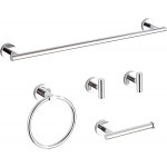 Chrome Bathroom Hardware Set 5 Piece with Towel Racks for Bathroom, SUS304 Stainless Steel Bath Towel Bar Set, 24 Inch Wall Mounted Accessories Kit…