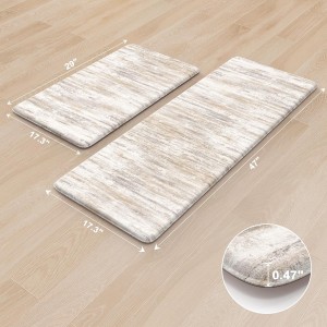 KIMODE Anti Fatigue Kitchen Mats for Floor 2 Piece, Cushioned Abstract Kitchen Rugs,Memory Foam Kitchen Floor Mats, Standing Desk Mats for Laundry, Office, Sink Light Brown Multi 17