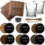 Cocktail Smoker Accessories Kit. Two Premium Rock Glasses, Six Variety of Smoke Dust, Four Coasters, Extra Wire Brush, Mesh Basket and Spoon by Smokeshow