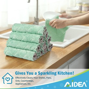 AIDEA Kitchen Towels, 12 Pack Absorbent Coral Fleece Dish Towels, No Odor Reusable Dish Cloths, Microfiber Cleaning Cloths, Fast Drying Dishcloths, 6.3