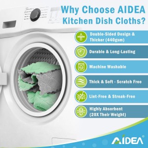 AIDEA Kitchen Towels, 12 Pack Absorbent Coral Fleece Dish Towels, No Odor Reusable Dish Cloths, Microfiber Cleaning Cloths, Fast Drying Dishcloths, 6.3