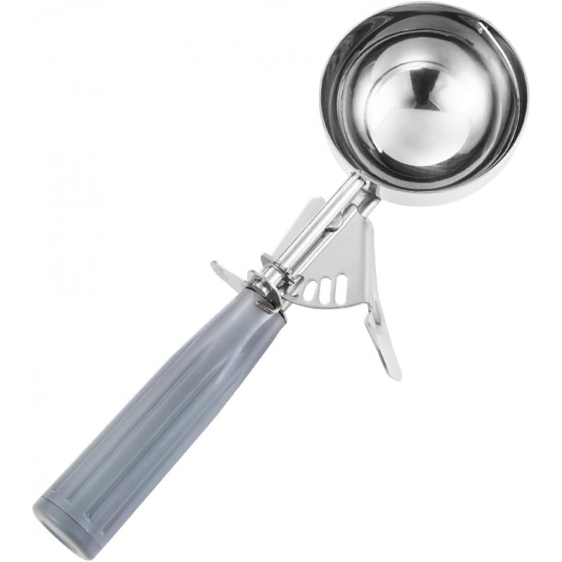 Portion Scoop - #8 (4 oz) - Disher, Large Cookie Scoop, Food Scoops, Muffin Scoops - Portion Control - 18/8 Stainless Steel, Grey Handle