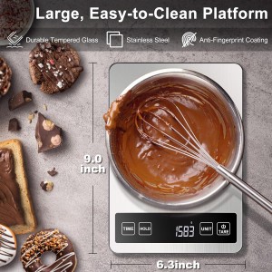 Fuzion Food Scale, 1g/0.1oz Kitchen Scale Grams and Ounces - 22lb, 7 Units, Tare & Timer Functions, Rechargeable Power, Tempered Glass & Stainless Steel - Digital Food Scale for Cooking, Baking