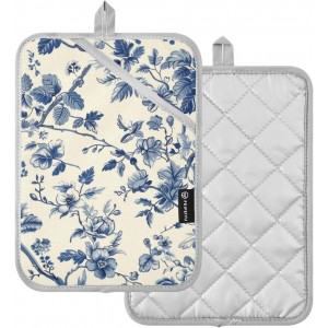 Pot Holders Set of 2 Blue White Chinoiserie Floral Hot Pads for Kitchen Heat Resistant Potholders Sets for Kitchen and Baking 7x9.8in
