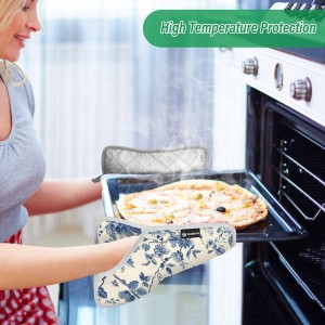 Pot Holders Set of 2 Blue White Chinoiserie Floral Hot Pads for Kitchen Heat Resistant Potholders Sets for Kitchen and Baking 7x9.8in