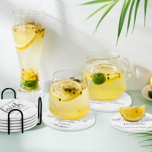 Billbotk Ceramic Coasters with Bible Verses, Coasters Set of 8 with Holder, Absorbent Drink Coasters for Home Decor and Christian Gifts, 4 Inches