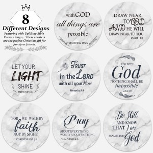Billbotk Ceramic Coasters with Bible Verses, Coasters Set of 8 with Holder, Absorbent Drink Coasters for Home Decor and Christian Gifts, 4 Inches