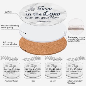 Billbotk Ceramic Coasters with Bible Verses, Coasters Set of 8 with Holder, Absorbent Drink Coasters for Home Decor and Christian Gifts, 4 Inches