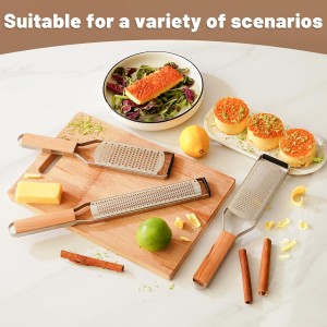 SHIKORI Professional Cheese Graters for Kitchen Stainless Steel Handheld, Metal Lemon Zester Grater With Wood Handle For Cheese, Chocolate, Spices, Kitchen Gadgets And Tools-Square Hole