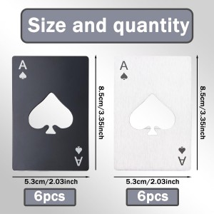 Ace of Spades Bottle Openers, 12Pcs Poker Card Bottle Openers,Credit Card Size Stainless Steel Bottle Opener Card, Beer Bottle Opener for Wallet Pocket Wedding Party Good Gift - Silver/Black