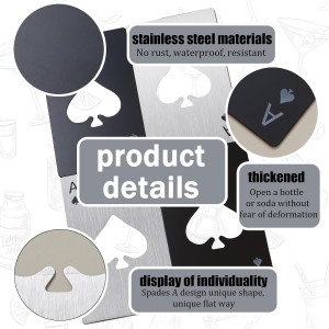 Ace of Spades Bottle Openers, 12Pcs Poker Card Bottle Openers,Credit Card Size Stainless Steel Bottle Opener Card, Beer Bottle Opener for Wallet Pocket Wedding Party Good Gift - Silver/Black