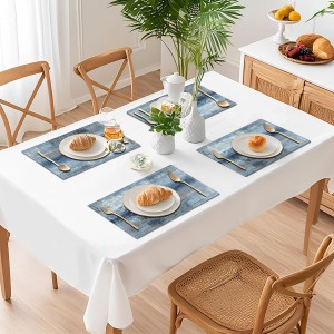 Blue Gray Placemats Set of 4 Abstract Art Place Mats Indoor Modern Linen Table Placemats Washable Wipeable Waterproof Heat Resistant Kitchen Place Mats for Dining Tables, 18 X 12 Inch