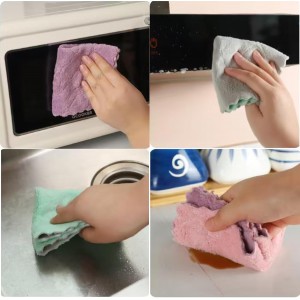 20 Pack Kitchen Dish Cloths Dish Towels, Super Soft and Absorbent Coral Fleece Cloth, Coral Velvet Microfiber Cleaning Cloth, Nonstick Oil Washable Fast Drying Dish Rags for Clean Table, Dish, Glass.