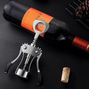 Wine Opener, Multifunctional Wine Bottle Opener, Zinc Alloy Premium Wing Corkscrew, Anti Slip Handle Design, Comes With a Beer Bottle Opener (3)
