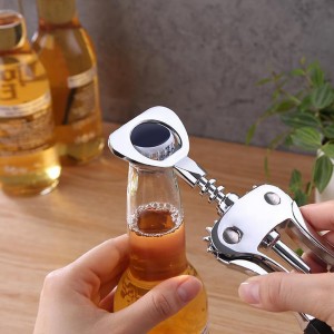 Wine Opener, Multifunctional Wine Bottle Opener, Zinc Alloy Premium Wing Corkscrew, Anti Slip Handle Design, Comes With a Beer Bottle Opener (3)