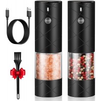 Rechargeable Electric Salt and Pepper Grinder Set - Extra Large Capacity - Automatic Black Peppercorn & Sea Salt Mill Grinders Set with Adjustable Coarseness & LED Light