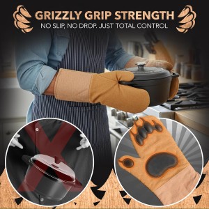 Bear Paw Oven Mitts (Beast Gloves) Funny Heat Resistant Oven Gloves, Non Slip Silicone Grip Bear Hands, Thick Potholders Set for Baking Grilling BBQ, Kitchen Gift, Cooking Gifts Kitchen Mitts Set