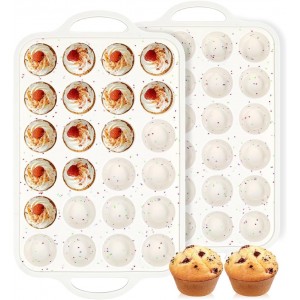 FUNBAKY Silicone Mini Muffin Pan, Metal ...