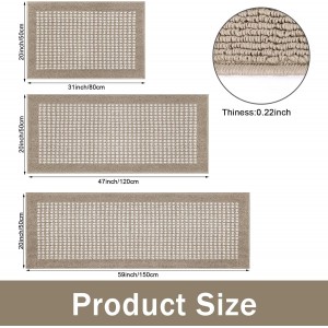 Ileading Kitchen Mat Sets 3 Piece Minimalist 3D Lattice Kitchen Floor Rugs with Non Slip Rubber Backing Machine Washable Farmhouse Runner Rugs for Laundry Hallway Doormat(Beige)