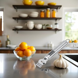Silver Lemon Zester Peeler, Stainless Steel Lemon Lime Orange Peeler with Knife Fruit Zester Citrus Scraper, Handheld Peeling Tool Fruit Orange Peelers Kitchen Tools Graters, Peelers and Slicers