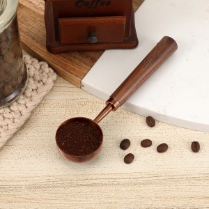 Vintage Coffee Measuring Spoon - 304 Stainless Steel, Coffee Scoop，10g Capacity, Walnut Handle - Perfect for Coffee, Tea, and More (Rose Gold（2pcs）)
