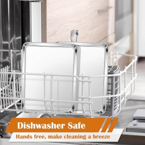 E-far Toaster Oven Tray, 10.5”x8.3” Stainless Steel Small Baking Cookie Sheet, Compact Non-toxic Metal Baking Pan for Cake, Healthy & Rust Free, Mirror Finish & Dishwasher Safe, 1 Pack