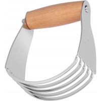 Dough Blender Pastry Cutter with Stainless Steel Blades & Wood Handle - Heavy Duty Kitchen Baking Tool for Pizza, Pastries, Cakes, Pie Crust