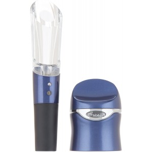 Rabbit Aerate and Preserve Wine Set, Wine/Champagne Sealer and Super Aerator (Blue), Standard