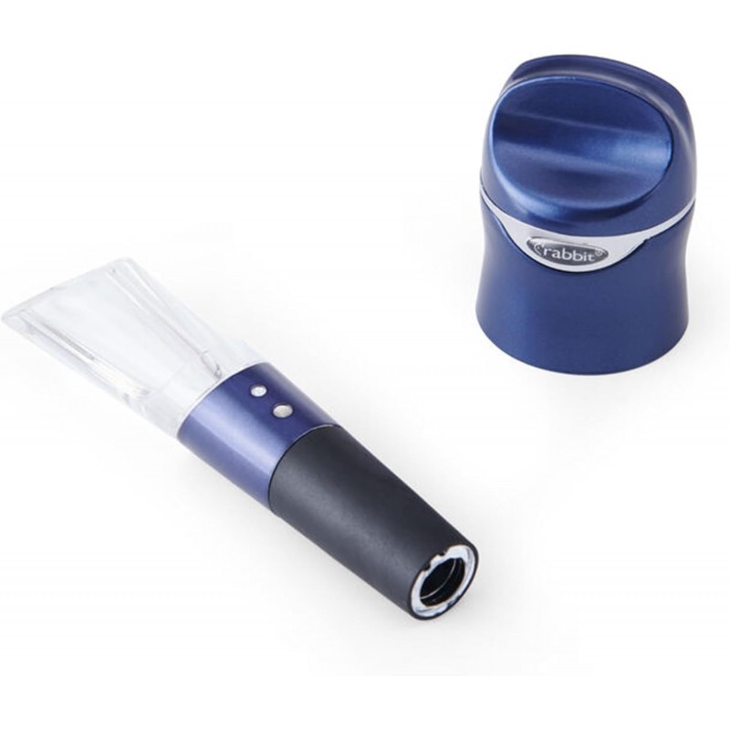 Rabbit Aerate and Preserve Wine Set, Wine/Champagne Sealer and Super Aerator (Blue), Standard