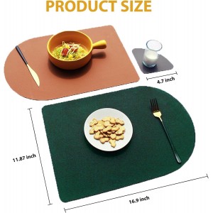 Reversible Faux Leather Placemats with Coasters Set of 4, Non-Slip Washable Table Mats for Dining, Kitchen, Heat Resistant Insulation Place Mat Easy to Clean (17 x 12 inch), Stain Resistant Placemats