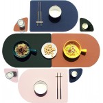 Reversible Faux Leather Placemats with Coasters Set of 4, Non-Slip Washable Table Mats for Dining, Kitchen, Heat Resistant Insulation Place Mat Easy to Clean (17 x 12 inch), Stain Resistant Placemats