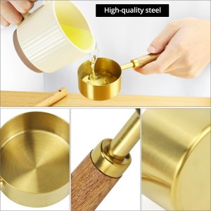 QWORK 8-Piece Stainless Steel Measuring Cups and Spoons Set - Non-Slip Solid Wood Handles, for Baking, Cooking, Grilling