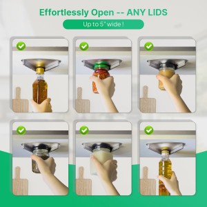 Upgraded Stainless Steel Under Cabinet Jar Opener for Seniors, Under Cabinet Jar Openers for Weak Hands, Jar Lid & Bottle Cap Opener Tool, Under Counter Can Opener, One Handed Jar opener