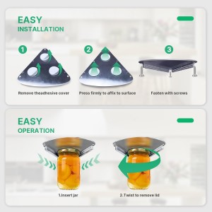 Upgraded Stainless Steel Under Cabinet Jar Opener for Seniors, Under Cabinet Jar Openers for Weak Hands, Jar Lid & Bottle Cap Opener Tool, Under Counter Can Opener, One Handed Jar opener