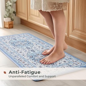 FRESHMINT Anti Fatigue Kitchen Mats Set 2 PCS, Waterproof & Non-Skid Medallion Kitchen Rugs, Cushioned Kitchen Floor Mats for Standing Washable Comfort Kitchen Runners for Lanudry, Office, Sink