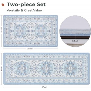 FRESHMINT Anti Fatigue Kitchen Mats Set 2 PCS, Waterproof & Non-Skid Medallion Kitchen Rugs, Cushioned Kitchen Floor Mats for Standing Washable Comfort Kitchen Runners for Lanudry, Office, Sink