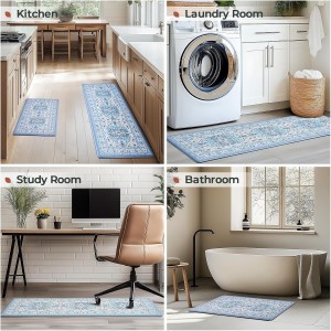 FRESHMINT Anti Fatigue Kitchen Mats Set 2 PCS, Waterproof & Non-Skid Medallion Kitchen Rugs, Cushioned Kitchen Floor Mats for Standing Washable Comfort Kitchen Runners for Lanudry, Office, Sink