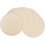 Braided Round Placemats Set of 6,Woven Washable Non-Slip Table Mats for Kitchen Dining, 14.5 Inch, Heat Resistant - Natural Fabric Indoor Outdoor Place Mats(Beige)