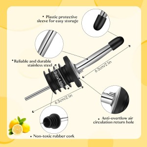 Dandat 32 oz Plastic Long Neck Bottles with Pourer and Caps Plastic Juice Pour Bottles with Stainless Steel Pourer Tapered Spout for Liquor Juice(Silver,4 Pcs)