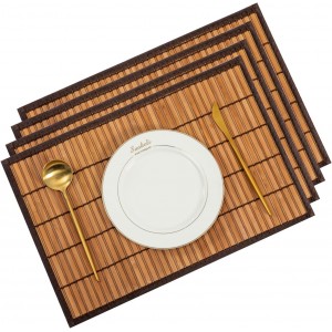 Bamboo Placemats with Fabric Border Set ...