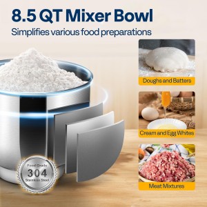 VIVOHOME 6-in-1 Stand Mixer, 8.5 Quart Electric Tilt-Head Kitchen Mixer with Bowl, Multifunctional Food Mixer for Cake, Bread, and Dough, with Meat Grinder, Blender, Pasta Maker Attachments, Blue