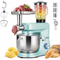 VIVOHOME 6-in-1 Stand Mixer, 8.5 Quart Electric Tilt-Head Kitchen Mixer with Bowl, Multifunctional Food Mixer for Cake, Bread, and Dough, with Meat Grinder, Blender, Pasta Maker Attachments, Blue