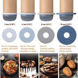 BAMBOO LAND- Adjustable Rolling Pin with Thickness Rings for Baking, 13.8