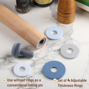 BAMBOO LAND- Adjustable Rolling Pin with Thickness Rings for Baking, 13.8