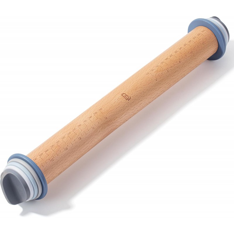 BAMBOO LAND- Adjustable Rolling Pin with Thickness Rings for Baking, 13.8