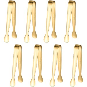 8PCS Gold Mini Metal Tongs, 4.3